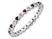 Sterling Silver Stackable Expressions Garnet Diamond Ring Size 9
