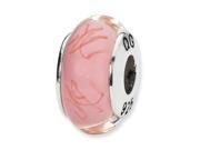 Sterling Silver Reflections Pink Red Scribbles Hand Blown Glass Bead
