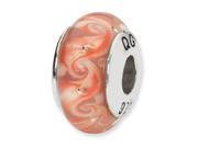 Sterling Silver Reflections Pink Red Swirl Hand Blown Glass Bead