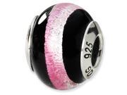 Sterling Silver Reflections Pink Black Italian Murano Bead
