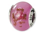 Sterling Silver Reflections Pink Red Brown Italian Murano Bead
