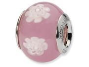 Sterling Silver Reflections Pink White Italian Murano Bead