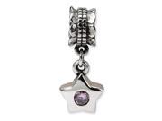 Sterling Silver Reflections Pink Cz Star Dangle Bead