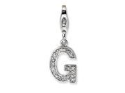 Sterling Silver Cz Letter G W Lobster Clasp Charm