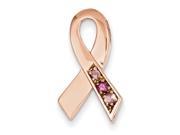 14k Rose Gold Pink Tourmaline Awareness Ribbon Slide