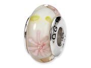 Sterling Silver Reflections Pink Floral Hand Blown Glass Bead