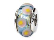Sterling Silver Reflections Pink Blue Hand Blown Glass Bead