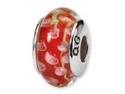 Sterling Silver Reflections Pink Red Hand Blown Glass Bead