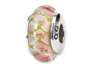 Sterling Silver Reflections Pink Floral Hand Blown Glass Bead