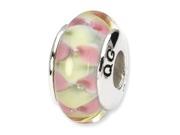 Sterling Silver Reflections Pink Yellow Hand Blown Glass Bead