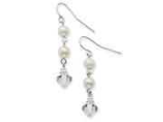 Silver Tone Glass Pearl Crystal Beads Dangle Earrings