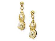 Gold Tone Swirled Cultura Glass Pearl Post Earrings