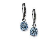 Black Plated Blue Glass Stones Leverback Earrings