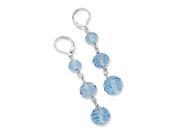 Silver Tone Blue Glass Beads Leverback Earrings