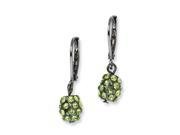 Black Plated Green Glass Stones Leverback Earrings