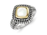 Sterling Silver W 14k Mother Of Pearl Ring Size 7