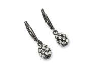 Black Plated Clear Glass Stones Fireball Leverback Earrings