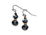 Black Plated Black Brown Glass Beads Dangle Earrings