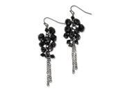 Black Plated Black Glass Beads Cluster Dangle Earrings