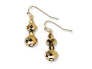 Brass Tone Light Colorado Brown Glass Beads Dangle Earrings