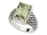 Sterling Silver W 14k 6.80green Amethyst Ring Size 8