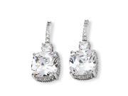 Sterling Silver Square Cz Post Earrings