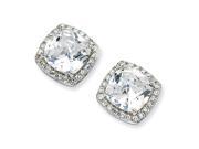 Sterling Silver Rose Cut Cz Square Post Earrings