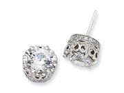 Sterling Silver 100 Facet Cz Round Post Earrings