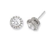 Sterling Silver Cz Round Post Earrings