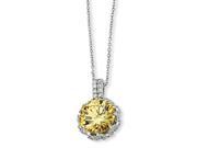 Sterling Silver Round Canary White Cz 18in Necklace