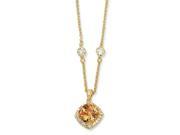 Gold Plated Sterling Silver Rose Cut Champ Cz Square 18in Necklace