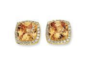 Sterling Silver Gold Plated Rose Cut Champ Cz Square Post Earrings