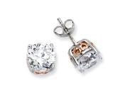 Sterling Silver Rose Gold Plated Heart 8mm Cz Stud Earrings