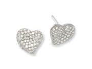 Sterling Silver Cz Brilliant Embers Polished Heart Post Earrings