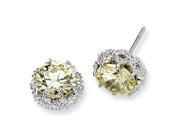 Sterling Silver Round Canary Cz Post Earrings