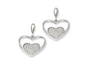 Sterling Silver Cz Brilliant Embers Dangle Heart Post Earrings