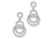 Sterling Silver Cz Brilliant Embers Circle Dangle Post Earrings