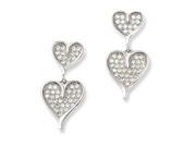 Sterling Silver Cz Brilliant Embers Dangle Heart Post Earrings