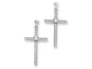 Sterling Silver Cz Brilliant Embers Polished Cross Dangle Earrings