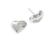Sterling Silver Cz Brilliant Embers Heart Post Earrings