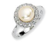 Sterling Silver Cz Pink Cultured Pearl Ring Size 7