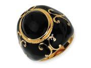 Gold Plated Sterling Silver Blk Enamel Onyx Ring Size 7