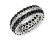 Sterling Silver Black White Cz Eternity Ring Size 6