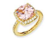Gold Plated Sterling Silver Rose Cut Pink Cz Square Ring Size 8