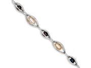 Sterling Silver Floating Freshwater Cultured Pearl Toggle Bracelet