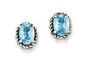 Sterling Silver Blue Topaz Antiqued Earrings