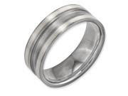 Titanium Grooved Sterling Silver Inlay 8mm Brushed Band Size 6.5