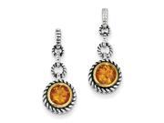 Sterling Silver W Gold Plated 1.50citrine Earrings