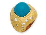 Gold Plated Sterling Silver Satin Simulated Turquoise Cz Ring Size 8