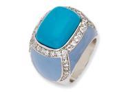 Sterling Silver Enameled Simulated Turquoise Cz Ring Size 6